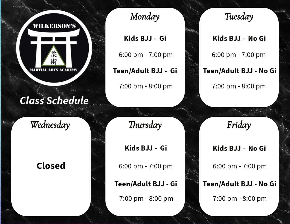 Wilkerson’s Martial Arts Academy Class Schedule